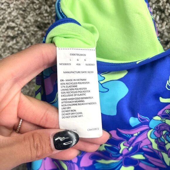 Nike Tankini Top Women’s Large Blue & Purple Floral Print Tankini Swimsuit - Picture 5 of 5
